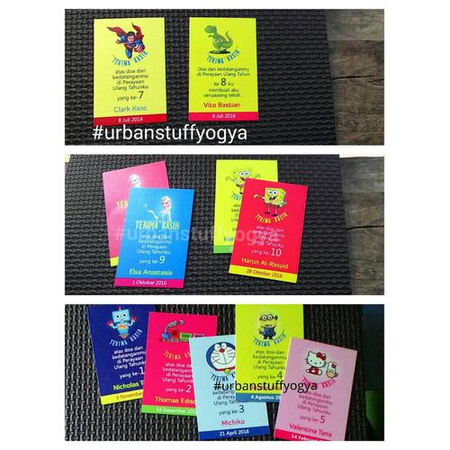 Jual Kartu Ucapan Terima Kasih Utk Souvenir Goody Bag Ulang Tahun Anak Kota Yogyakarta Urban Stuff Tokopedia
