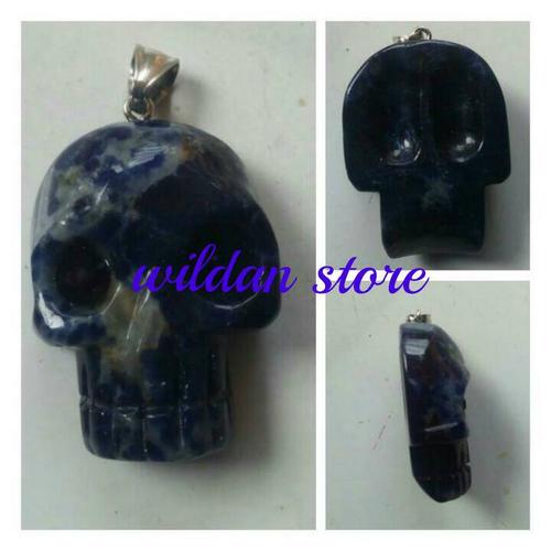Foto Produk liontin ukiran tengkorak batu asli natural lapis lazuli dari wildan-store