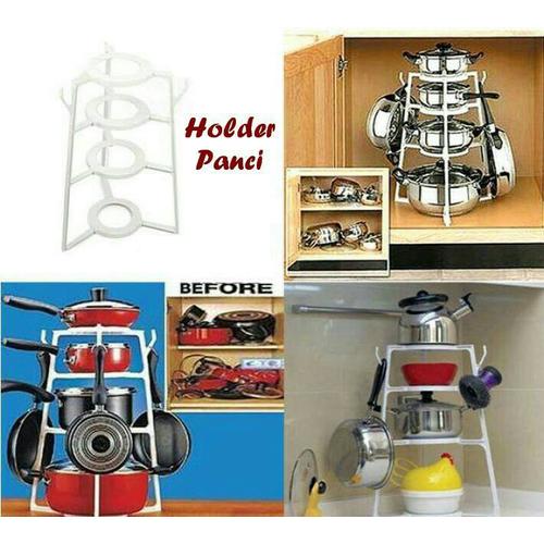 Foto Produk rak panci holder organizer cookware teflon wajan 4 susun lid dapur dari anabelle