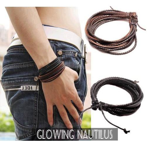 Foto Produk Gelang Kulit Unisex/ Gelang Kulit Korea BL001 - Hitam dari Glowing Nautilus