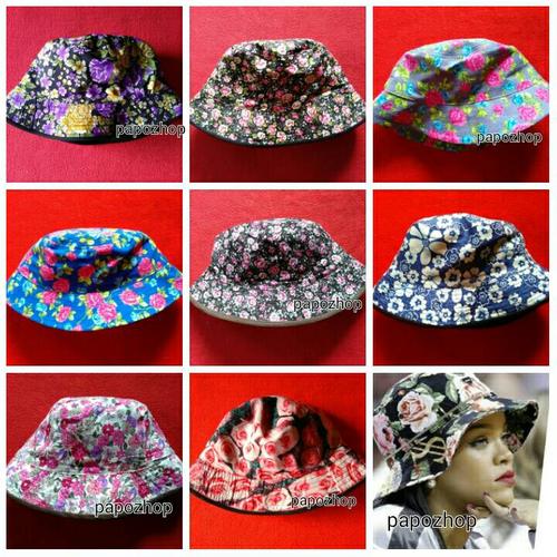 Jual topi bucket hat bunga floral 
