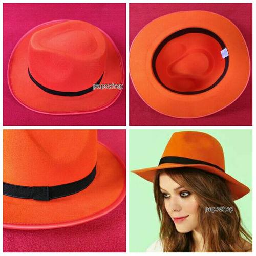 Jual Topi fedora orange / floppy fedora 