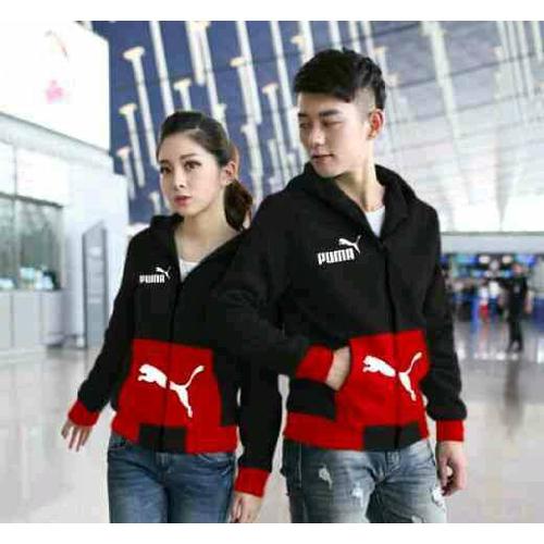 Foto Produk JAKET COUPLE PUMA HITAM KOMBI MERAH dari Jakarta Couple