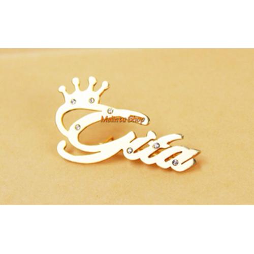 Foto Produk Pin Costum Nama - Pin Nama Kuningan - Pin Unik dari Melintu Shop