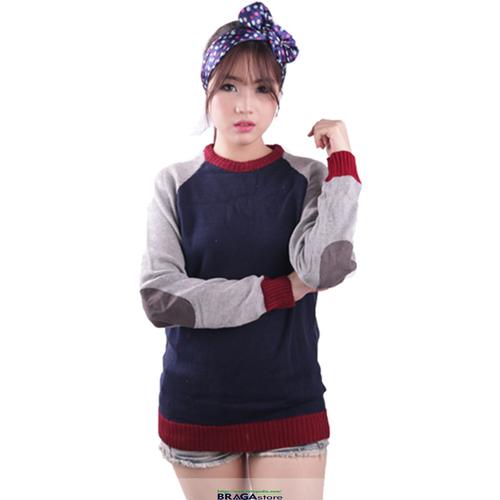 Foto Produk Sweater Rajut Zara Elbow Navy Woman dari Braga Fashion