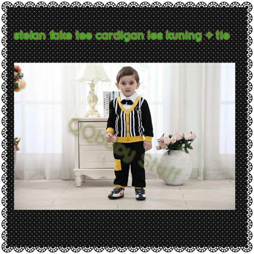 Jual stelan fake tee cardigan les 