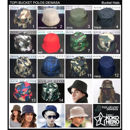 topi Bucket Hat Buckethat Hats polos 