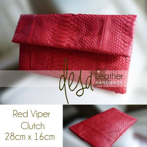 Foto Produk TAS KULIT ULAR ASLI MERAH/ RED SNAKE LEATHER SKIN CLUTCH BAG dari Bendhill