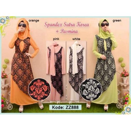Foto Produk stelan long dress 566 + pashmina dari nandee