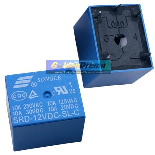Foto Produk Relay 12V 10A Original Songle SRD-12VDC-SL-C 5pin T73 DC Control Coil dari Golden Dream