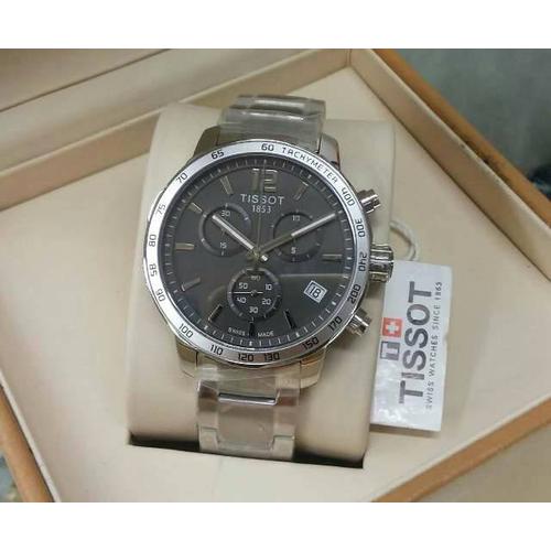 Foto Produk JAM TANGAN PRIA RANTAI TISSOT PRC 1853 SILVER PLAT HITAM GRADE SWISS dari waw03