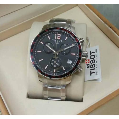 Foto Produk JAM TANGAN PRIA RANTAI TISSOT PRC 1853 SILVER LIST HITAM GRADE SWISS dari waw03