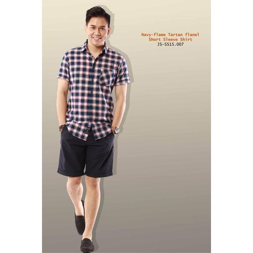 Flame Tartan Flanel Short Sleeve Shirt 