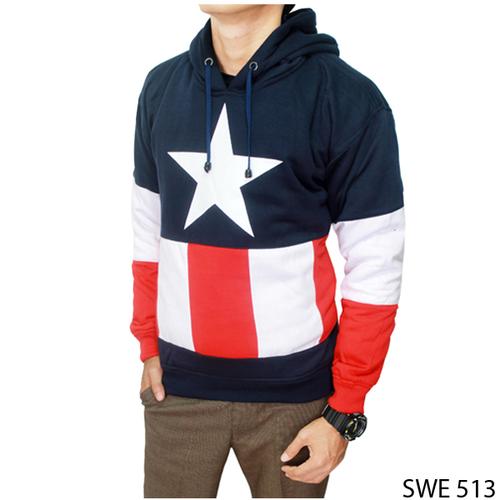 Promo Jaket Captain Amerika Pria / Superhero / Dongker Kombinasi SWE