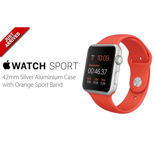 Foto Produk Apple Watch 42mm Silver Aluminum Case With Orange Sport Band dari JUALGADGETS
