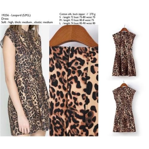 Jual Dress Leopard Import, Cotton Silk 