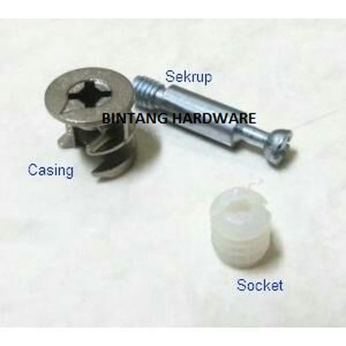 Gambar Skrup Minifix Socket Casing Set dari Bintang Hardware undefined Tokopedia