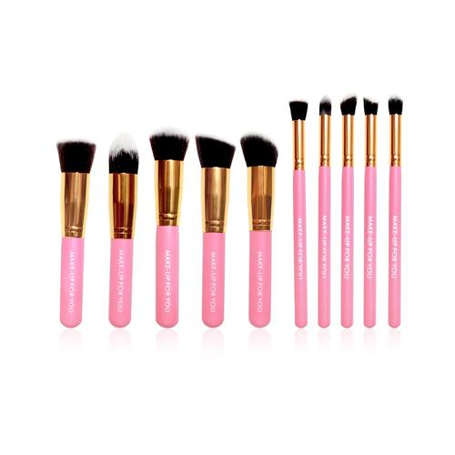 Foto Produk Brush Set Makeup for you - The Basic 10 Baby Pink with Gold Bezel dari twindshop