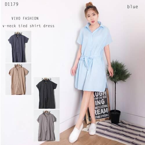 Foto Produk V Neck Tied Shirt Dress dari SecretRoom