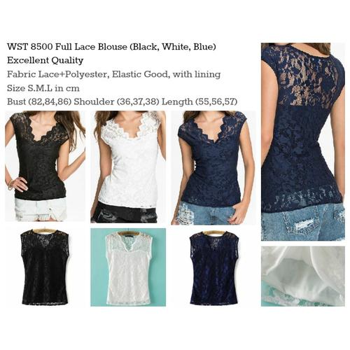 Jual Full Lace Blouse (BLACK,WHITE,BLUE 
