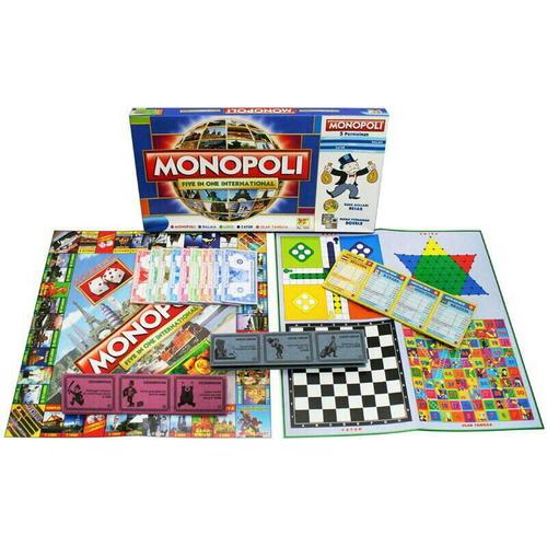 Foto Produk Mainan Keluarga Monopoly 5 in 1 Monopoli Halma Ular Tangga Ludo Catur dari Toko DnD