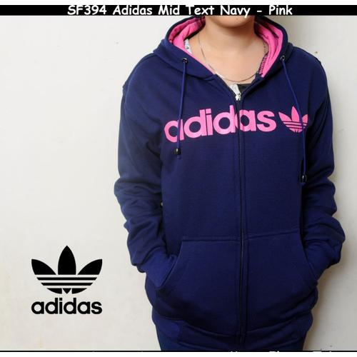 JAKET HOODIE SWEATER ADIDAS PINK MID TEXT NAVY PREMIUM QUALITY Navy di  Ungsira Store Tokopedia
