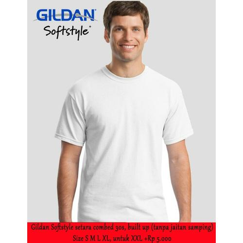 Foto Produk Kaos Gildan Softstyle Polos Tanpa Jahitan Samping Putih Combed 30s - Putih, S dari TruckerHat