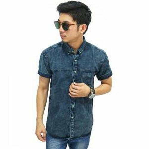 Jual kemeja pria denim jeans murah 