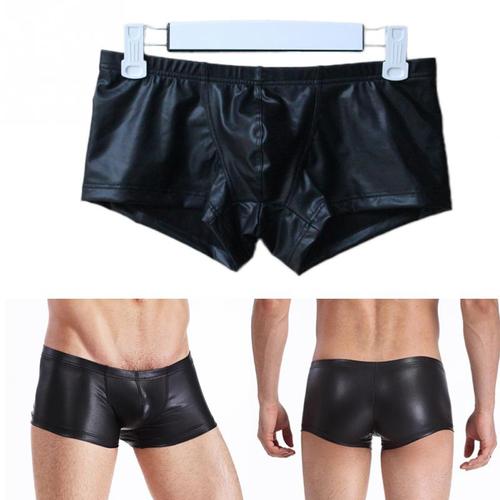 New Men Boxers Pu Leather Shorts Sexy 