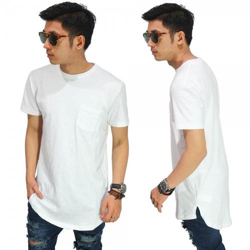 Jual Kaos Longline T-Shirt Basic White 