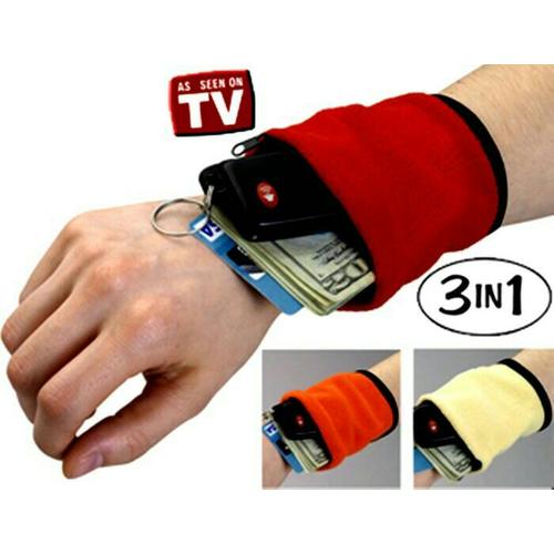Foto Produk Wrish Wallet Set isi 3/Kantong Kartu Tersembunyi Pergelangan Tangan dari Permata berkah