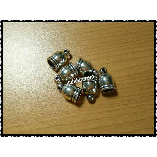 Foto Produk Endcap Ujung Tali Bulat Motif Besi 6mm Silver dari Yubikin Craft