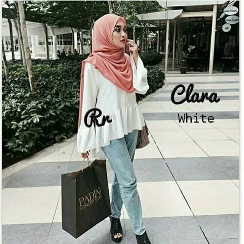Jual clara white blouse - tunik - top 