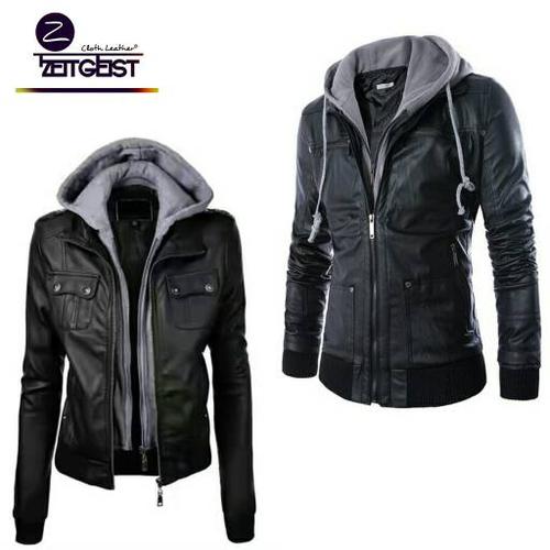 Foto Produk Jaket Couple - Zeitgeist Hoodie Jaket Kulit Sintetis Stylish (NW-69) dari Zeitgeist Leather Store