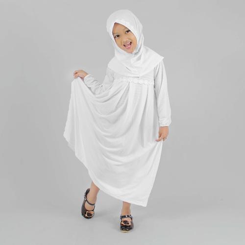 Foto Produk Baju Muslim Gamis Anak Perempuan Putih Lucu Simple Murah dari Grone