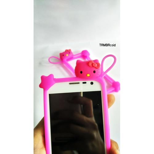 Foto Produk Bumper HP 4-7 inch Ring Hello Kitty Pink Tua / Merah Muda Tua dari TAMBAcoid