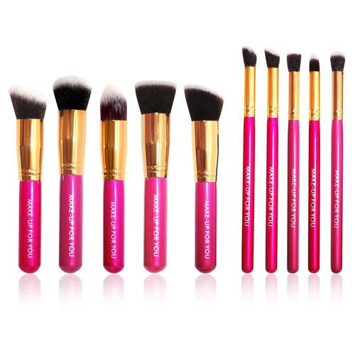 Foto Produk Brush Set Makeup for you - The Basic 10 Ruby Pink with Gold Bezel dari twindshop