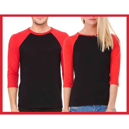 Foto Produk Kaos Couple Raglan Polos Red Black dari Grosir kaos couple