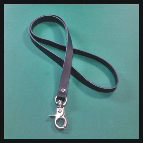 Foto Produk tali id card kulit asli warna hitam | lanyard name tag | leather goods dari philo