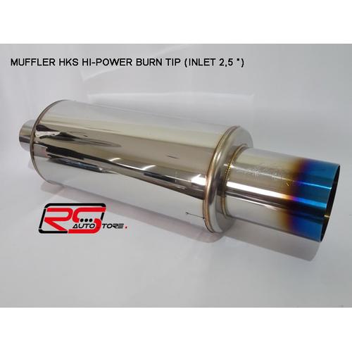 Foto Produk Muffler HKS Hi-Power Burn Tip, inlet 2,5 inch, dengan plat Jasma. dari RS-Autostore