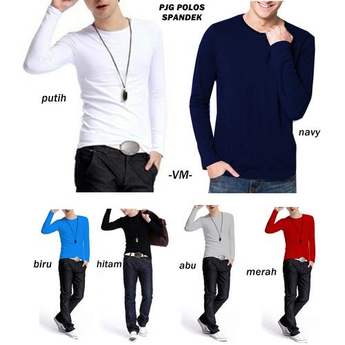 Foto Produk KAOS PRIA TANGAN PANJANG - LONG SLEEVE T SHIRT - STRETCH 6 WARNA - Putih, M dari vanmarvell-vm