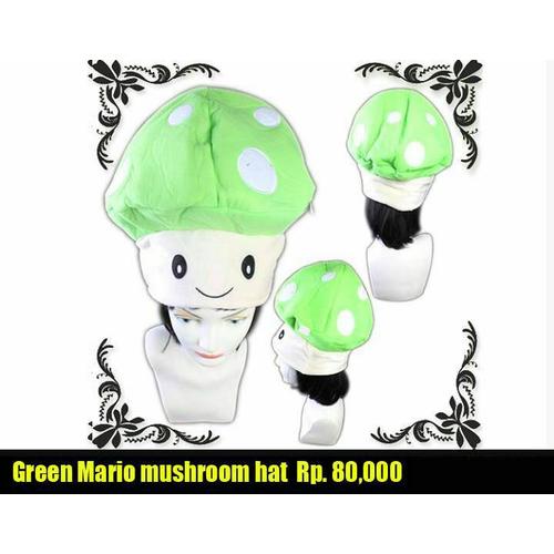 Jual topeng green mario mushroom hat 