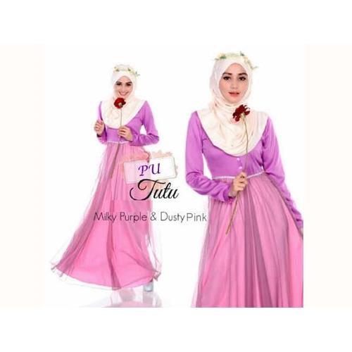Foto Produk 2in1 purple ballerina long dress + pashmina dari nandee