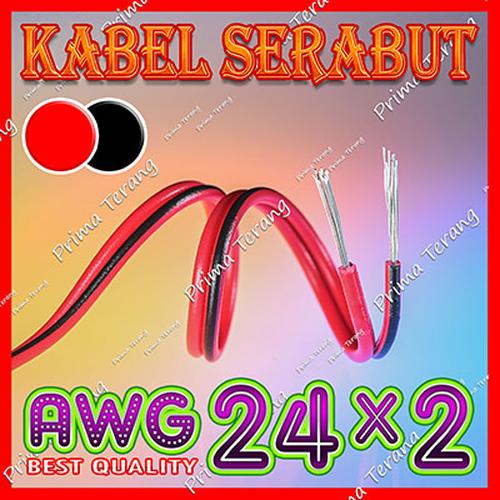 Foto Produk Kabel Eceran AWG24x2 Ecer AWG 24 x 2 Serabut Merah Hitam @10 Cm dari Prima Terang
