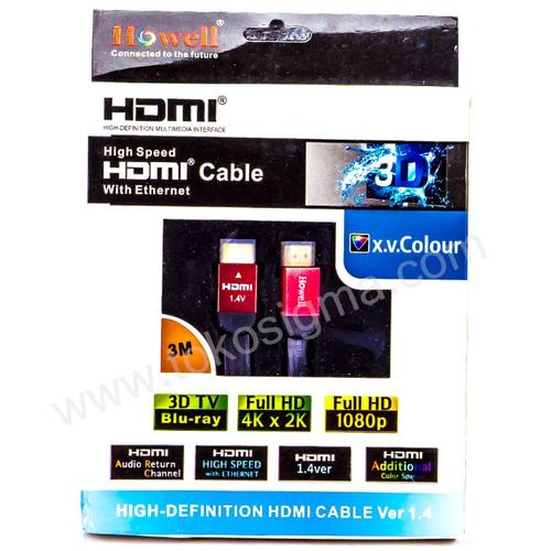 Jual KABEL HDMI 3 Meter ver 1.4 Male - Male Flat HOWELL - Jakarta Barat ...