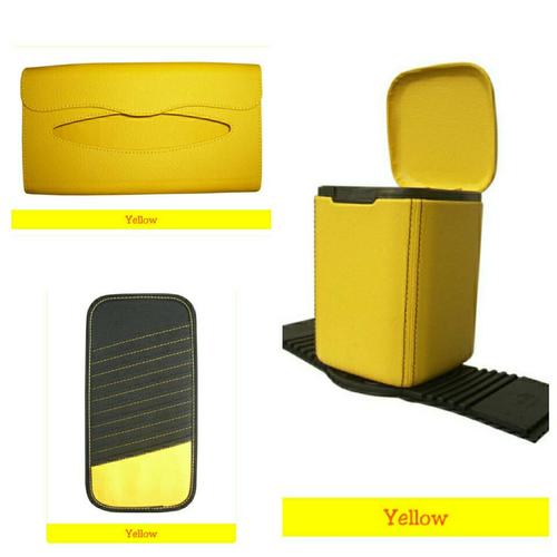 Foto Produk Tempat Sampah Mobil, Tempat CD Mobil, Tempat Tissue Mobil Warna Kuning dari Technozio