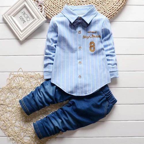 Foto Produk Setelan Kemeja + Soft jeans || Biru - Size S dari Felicia_Shop