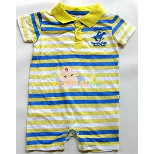 Jual Romper polo stripe yellow blue 