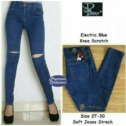 Jual Jeans cut knee electric blue 