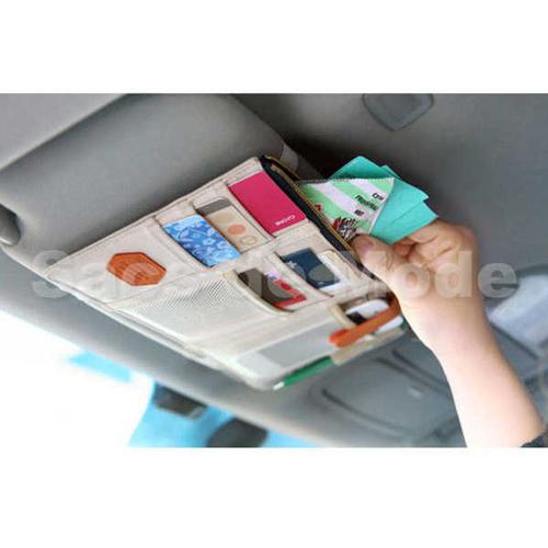 Foto Produk Sun Visor Car Organizer / Tempat Kartu Uang HP Serbaguna Mobil - Cream dari Sacs de Mode